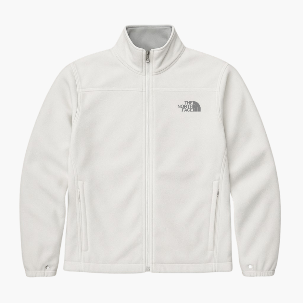 The North Face Vintage Women’s Fleece Jacket White Full Zip Grey Logo (M)
