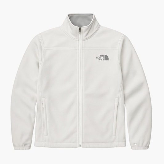 The North Face Vintage Women’s Fleece Jacket White Full Zip Grey Logo (M)