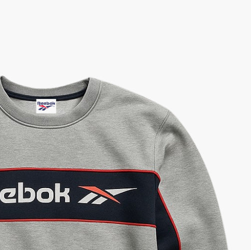 Reebok Vintage Knit Sweater Grey Embroidered Logo (S)