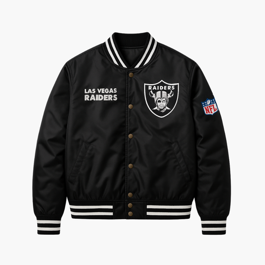 NFL Las Vegas Raiders Bomber Jacket Embroidered Logo (M)