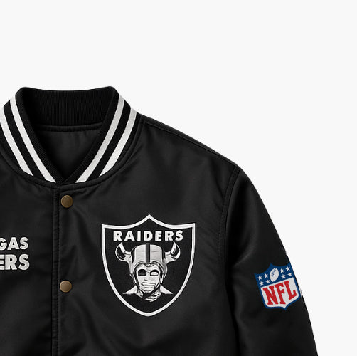 NFL Las Vegas Raiders Bomber Jacket Embroidered Logo (M)