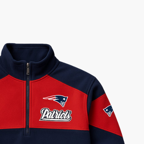 NFL Patriots Fleece 1/4 Zip Embroidered Logo (S)
