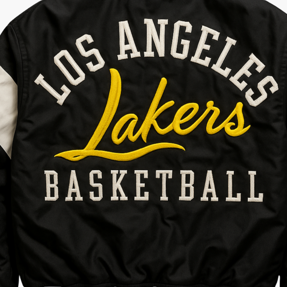 NBA Los Angeles Lakers Team Jacket Black Embroidered Logo (S)