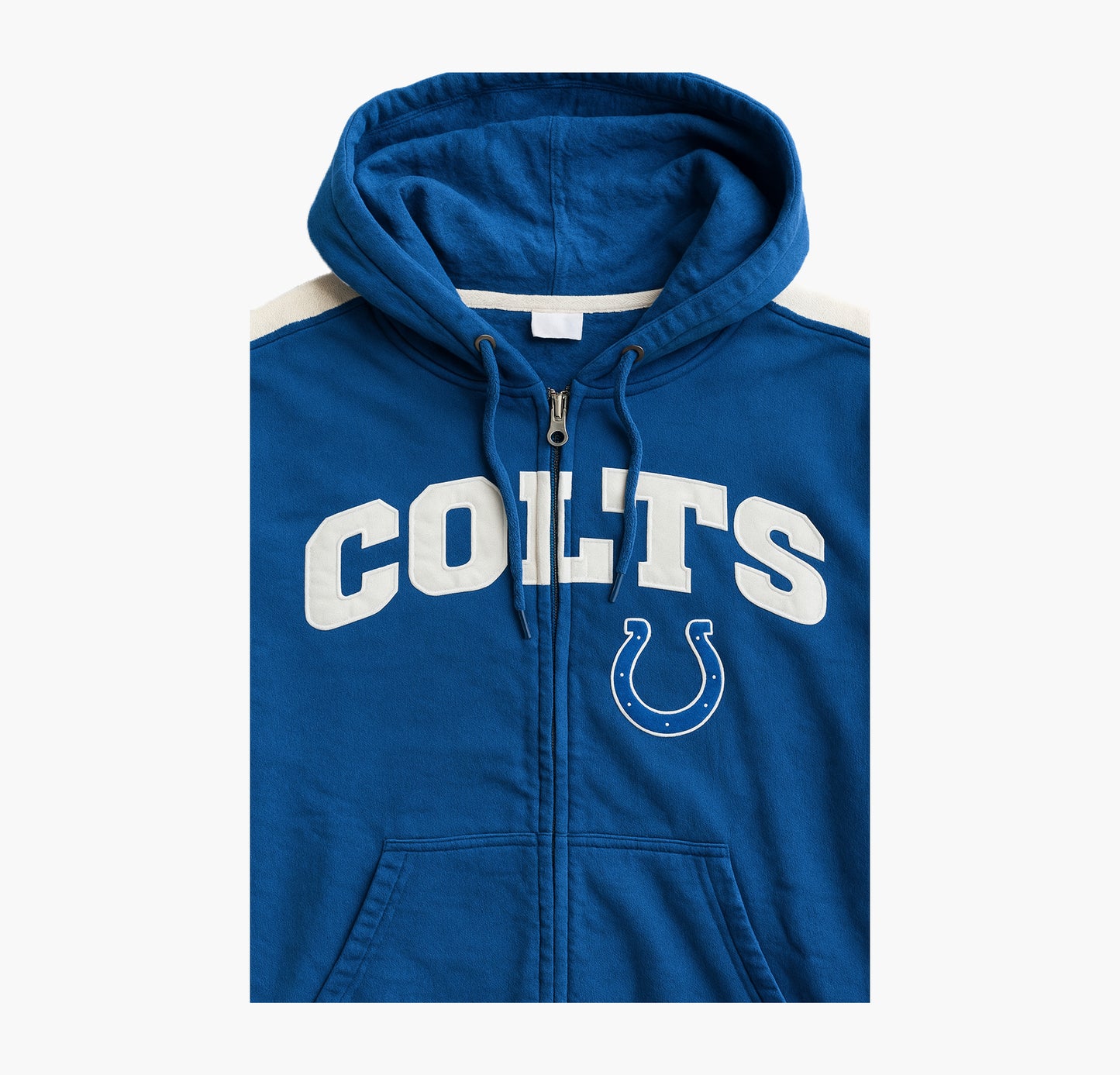 NFL Colts Vintage Full Zip Hoodie Embroidered Logo (XL)