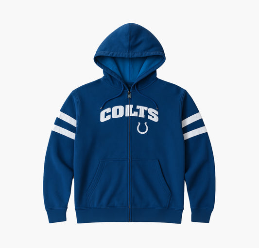 NFL Colts Vintage Full Zip Hoodie Embroidered Logo (XL)