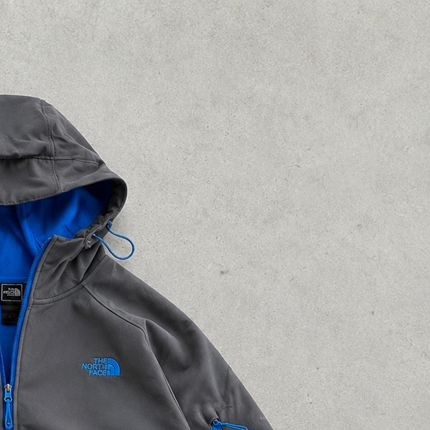 90s The North Face Softshell Jacket Grey, Blue Rare (XL)