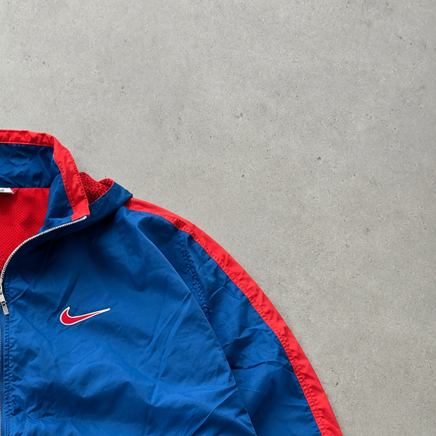 Y2K Nike Windbreaker Marineblau, Red Rare (Size XL)