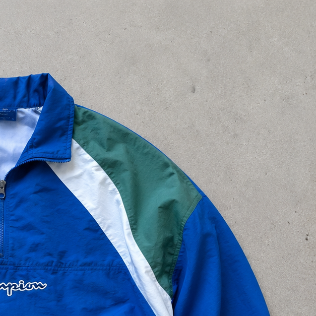 Y2K 2000 Champion Windbreaker Blue / Green Limited Stitched Logo (S)