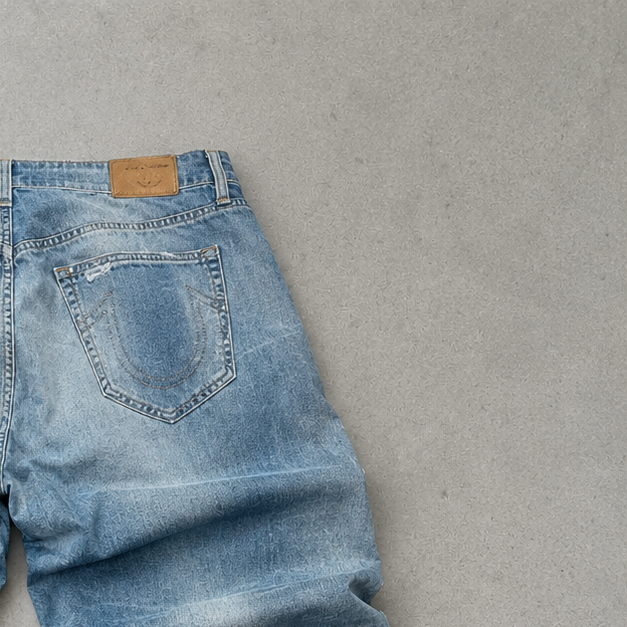 Y2K True Religion Jeans Hellblau, Blau Rare (W32 | DE 48)
