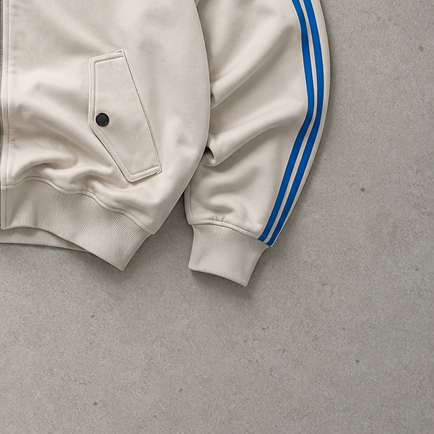 Adidas Track Jacket Creme, Blau Limited (M) Stitched Logo