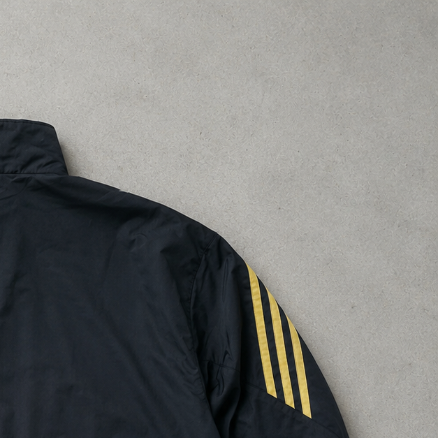 Juventus Turin 80s 90s Y2K Adidas Rain Jacket Schwarz, Gelb Limited (Size XL)