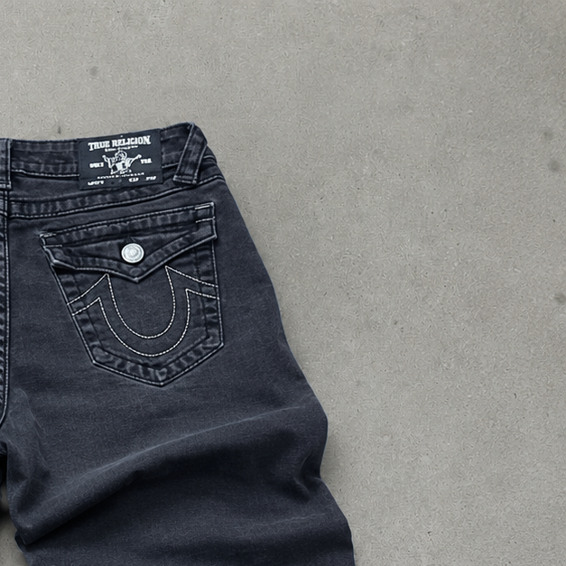 Y2K True Religion Jeans Schwarz Rare (W28 | DE 44)