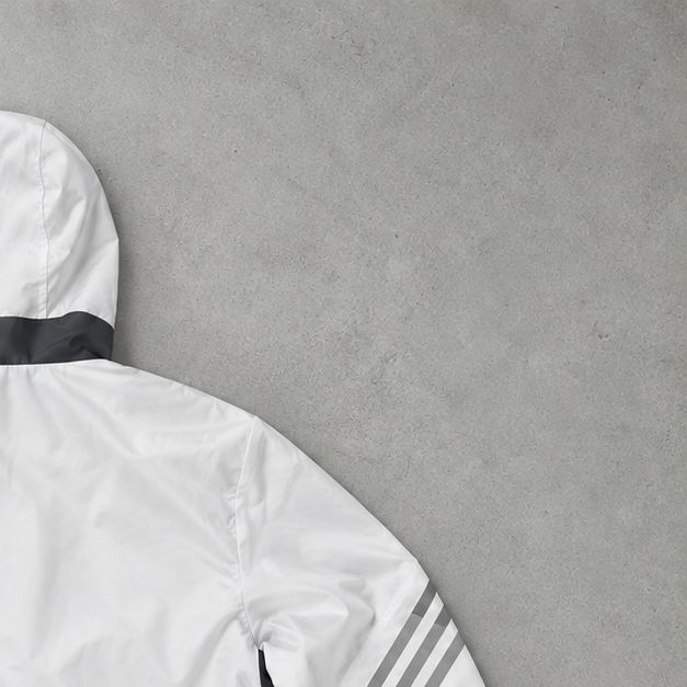 Juventus Adidas Rain Jacket White / Black Rare (L)
