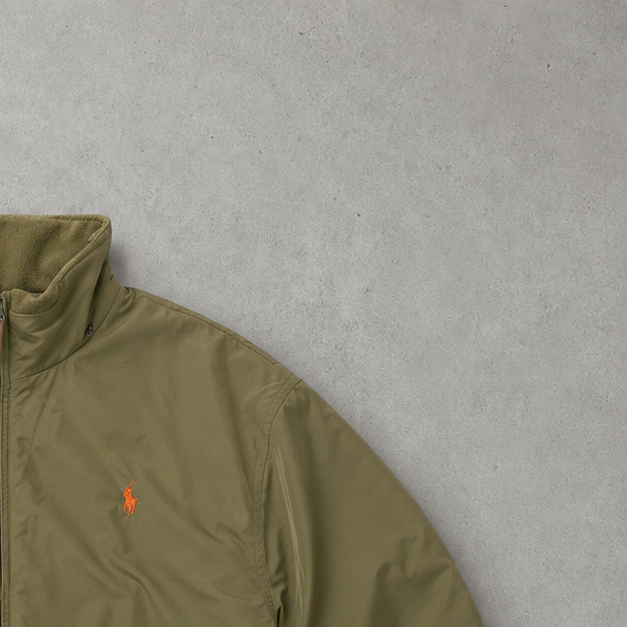 Ralph Lauren Fleece Jacket Khaki Rare Stitched Logo (S)