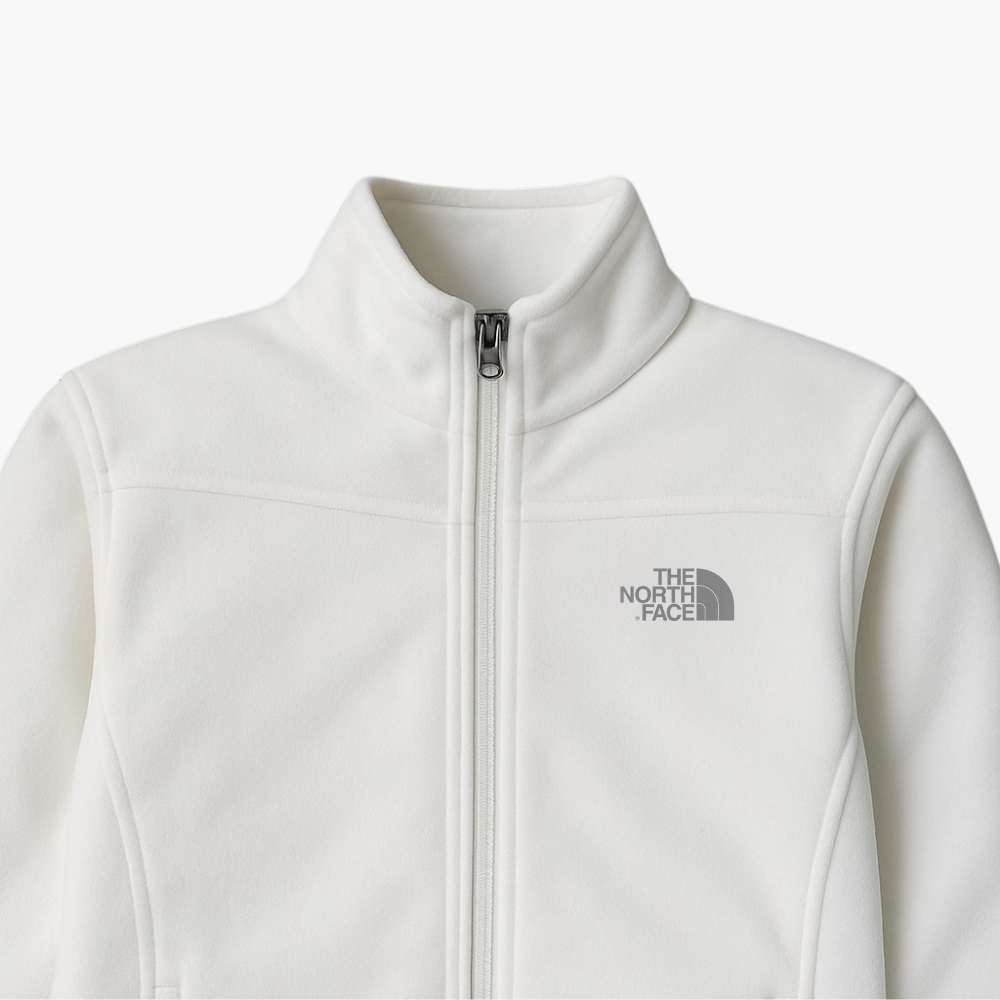 The North Face Vintage Women’s Fleece Jacket White Full Zip Grey Logo (M)