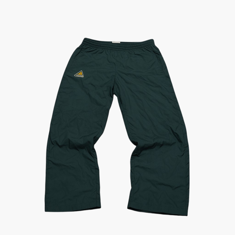 Adidas Vintage Dark Green Y2K Track Pants Yellow Logo (M)