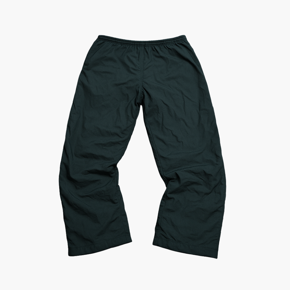 Adidas Vintage Dark Green Y2K Track Pants Yellow Logo (M)