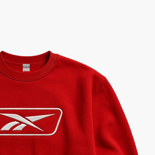 Reebok Vintage Knit Sweater Red Embroidered Logo (M)