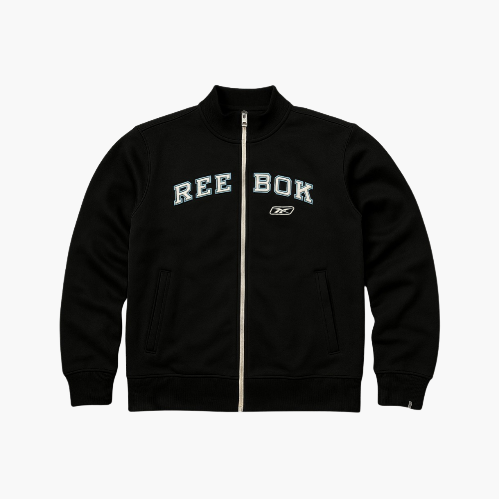 Reebok Vintage Zip Sweatshirt Navy Embroidered Logo (L)