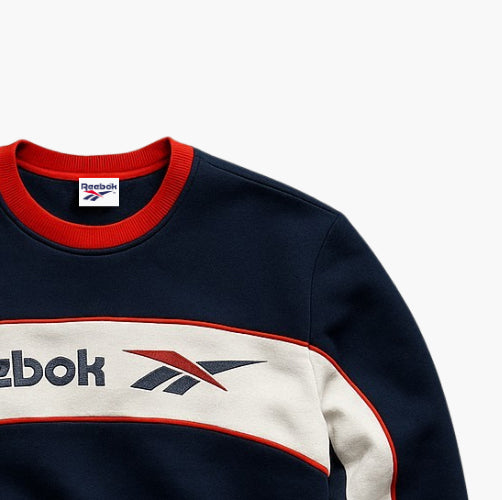 Reebok Vintage Knit Sweater Navy / White Embroidered Logo (S)