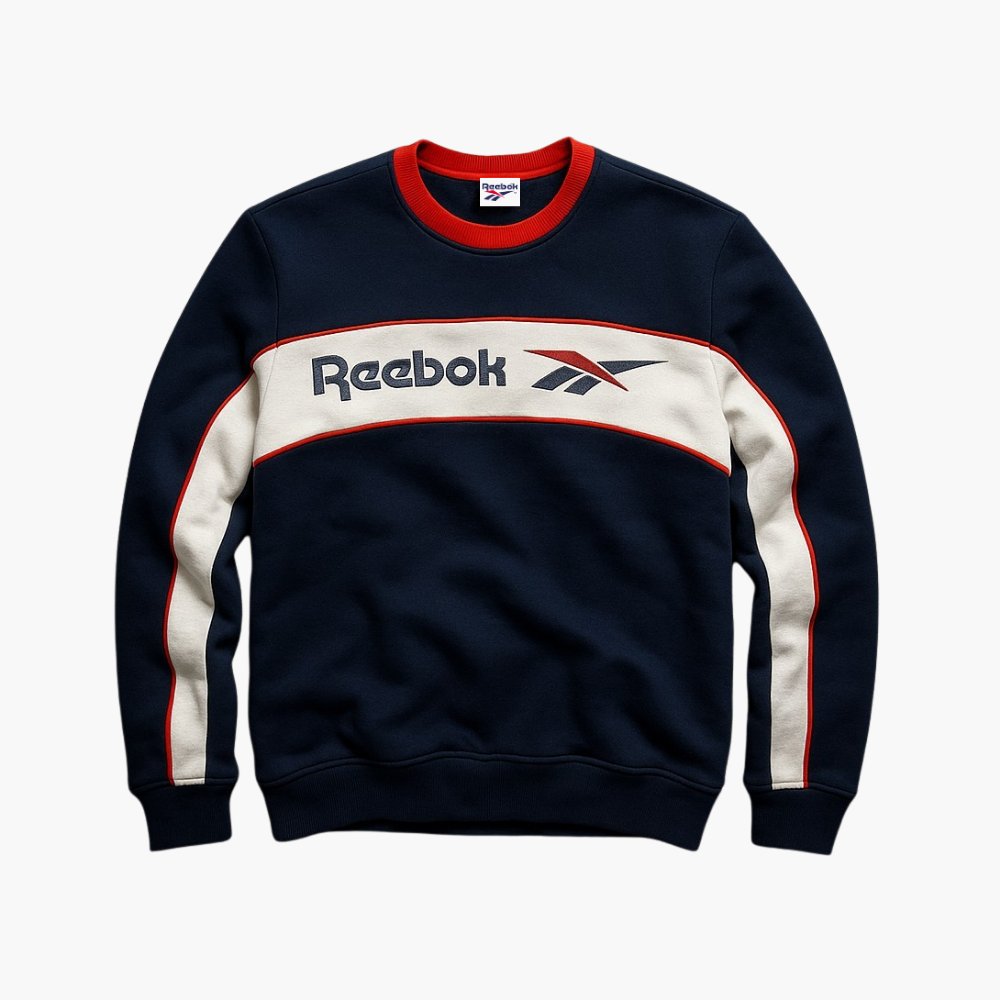 Reebok Vintage Knit Sweater Navy / White Embroidered Logo (S)