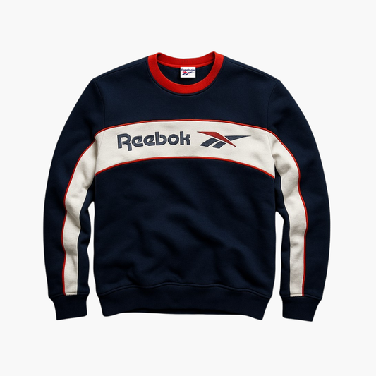 Reebok Vintage Knit Sweater Navy / White Embroidered Logo (S)