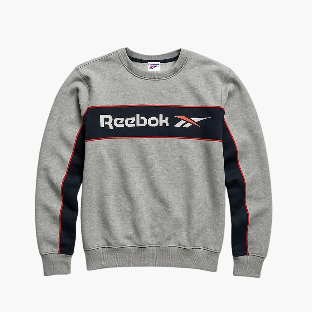 Reebok Vintage Knit Sweater Grey Embroidered Logo (S)