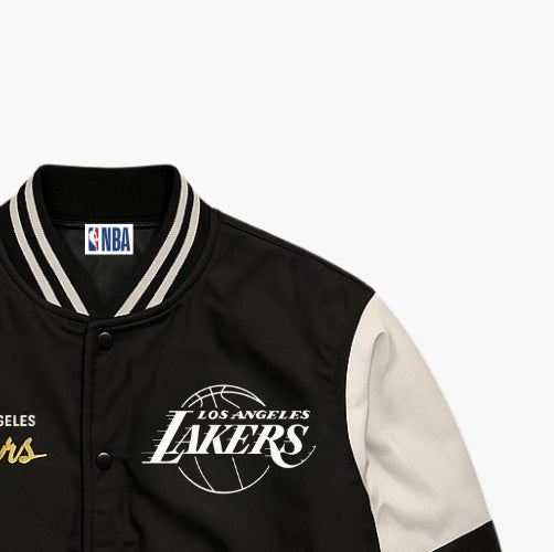 NBA Los Angeles Lakers Team Jacket Black Embroidered Logo (S)