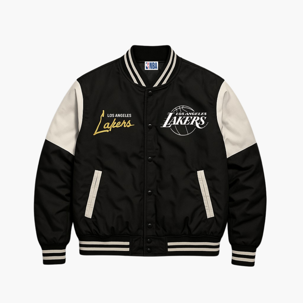 NBA Los Angeles Lakers Team Jacket Black Embroidered Logo (S)