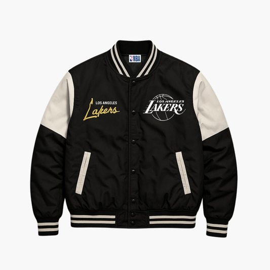 NBA Los Angeles Lakers Team Jacket Black Embroidered Logo (S)