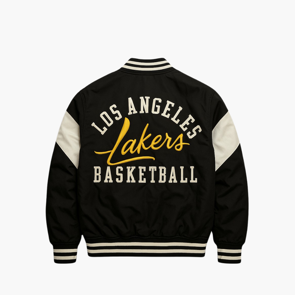 NBA Los Angeles Lakers Team Jacket Black Embroidered Logo (S)