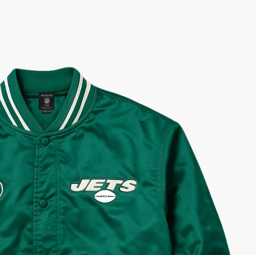 NFL Vintage Baseball Jacket New York Jets Embroidered Logo (S)