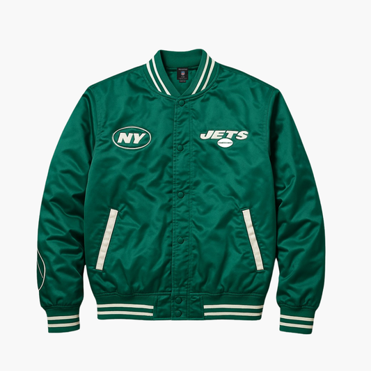 NFL Vintage Baseball Jacket New York Jets Embroidered Logo (S)
