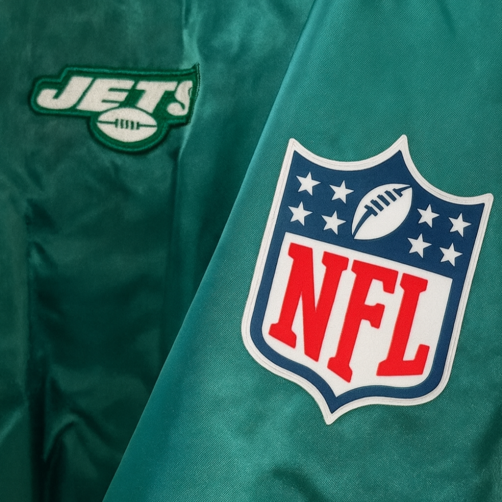 NFL Vintage Baseball Jacket New York Jets Embroidered Logo (S)