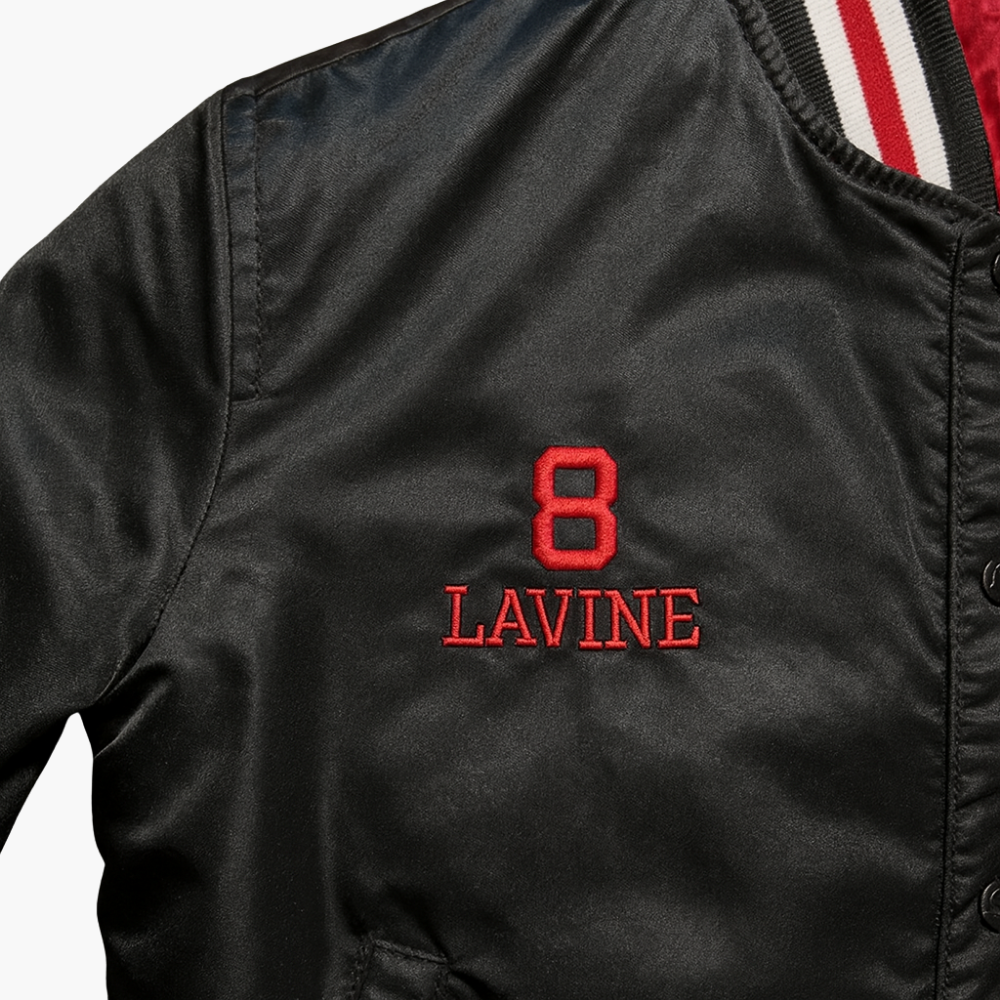 NBA Chicago Bulls Varsity Jacket Black / Red Embroidered Logo (M)