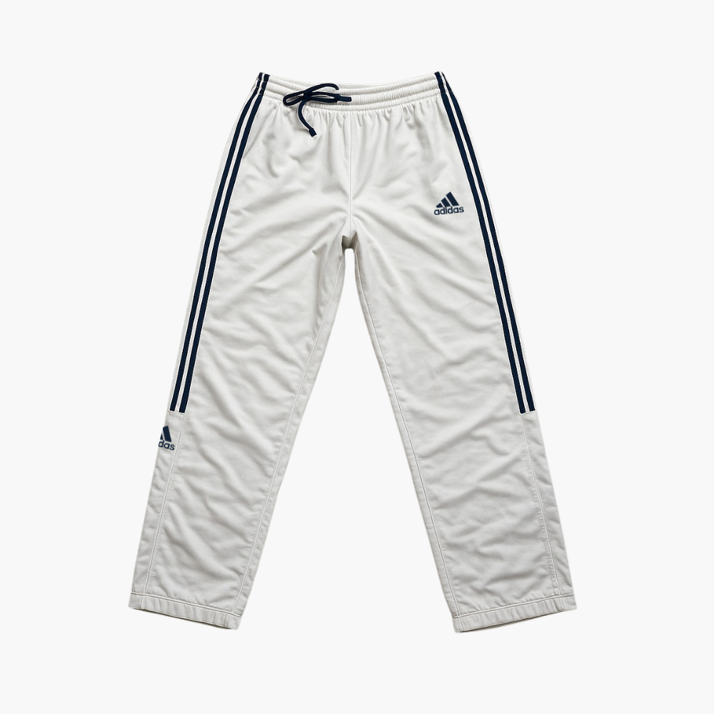 Adidas White Polyester Jogging Pants (L)