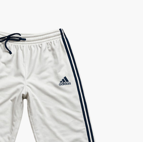 Adidas White Polyester Jogging Pants (L)