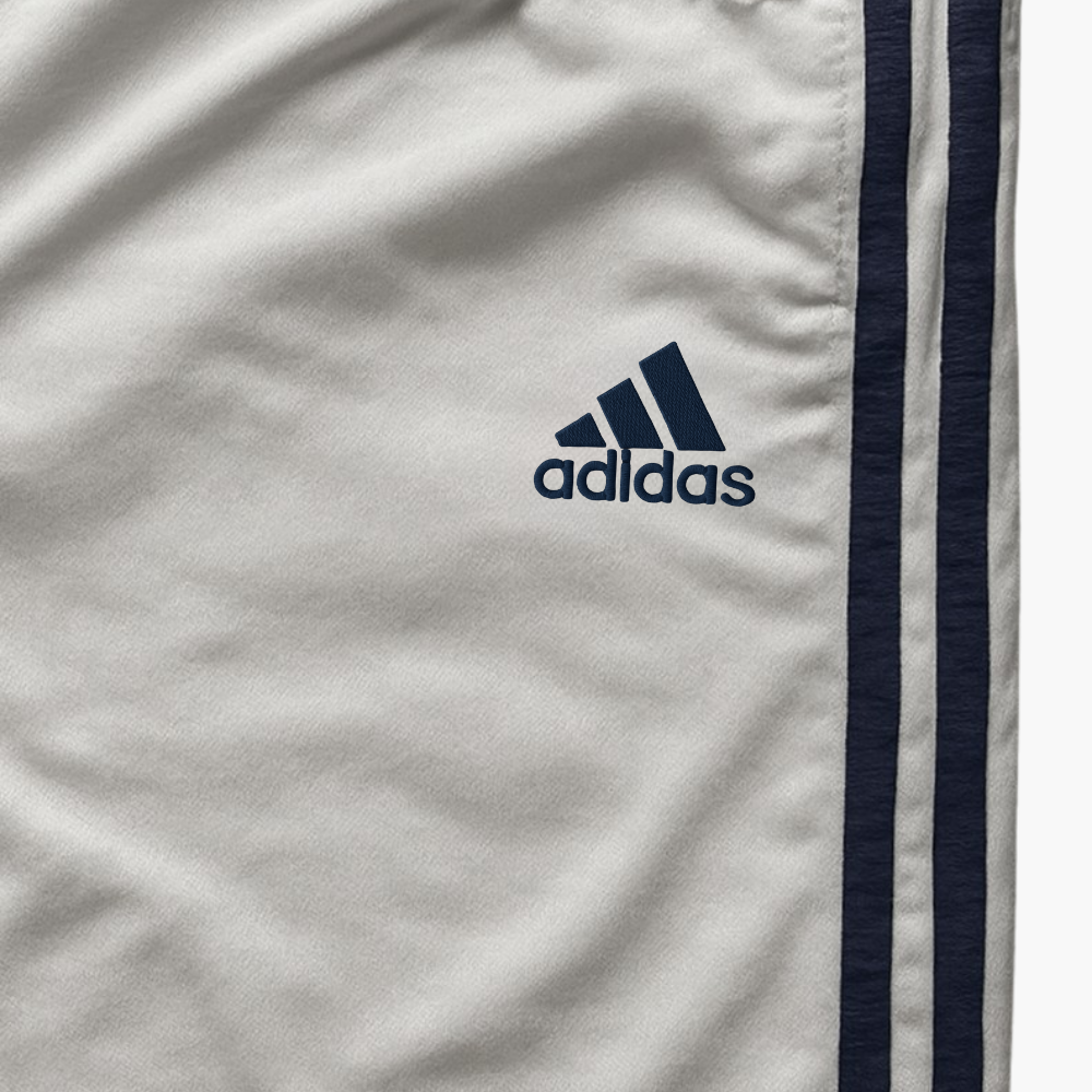 Adidas White Polyester Jogging Pants (L)