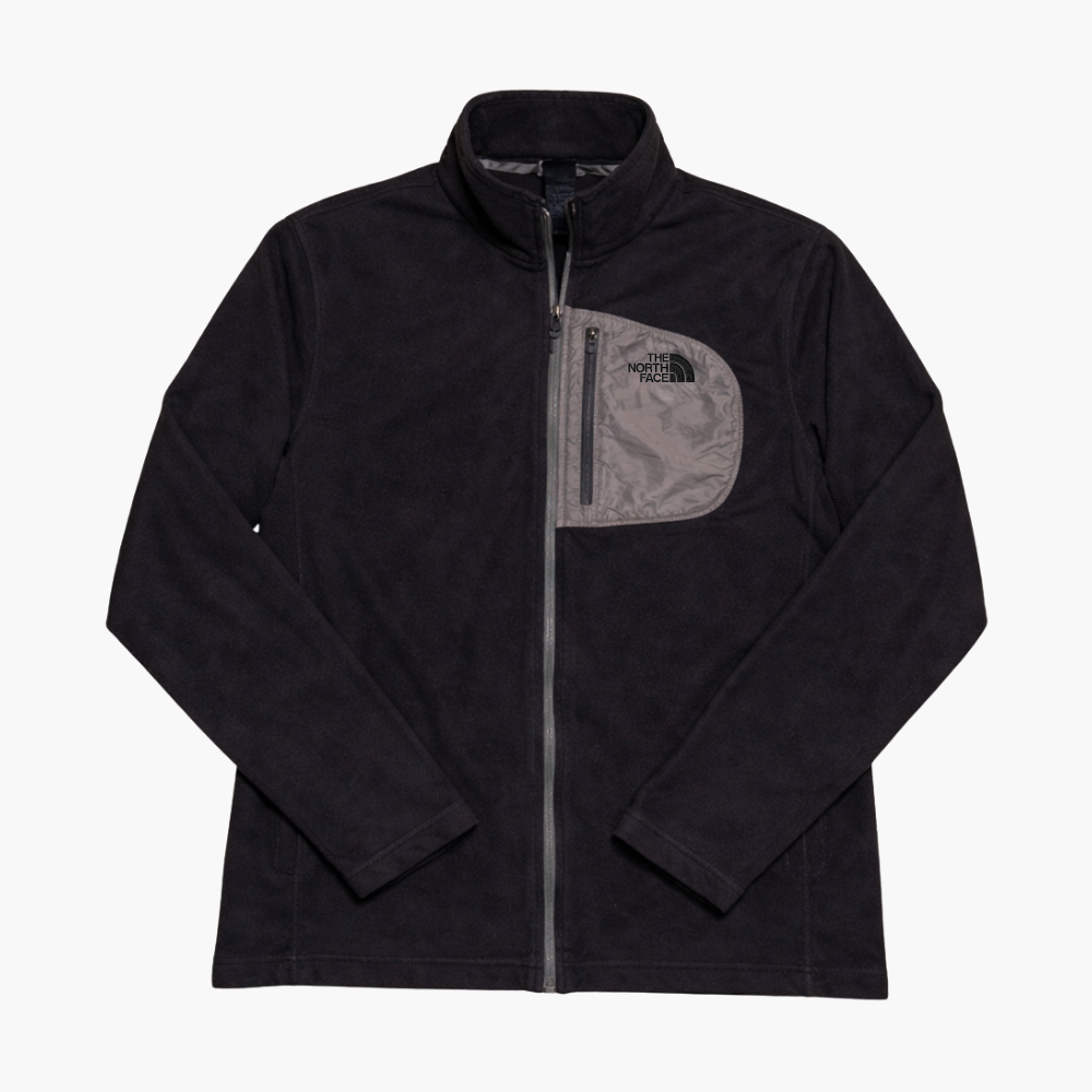 The North Face Black Tech Fleece Jacket with Nylon Chest Pocket (S)