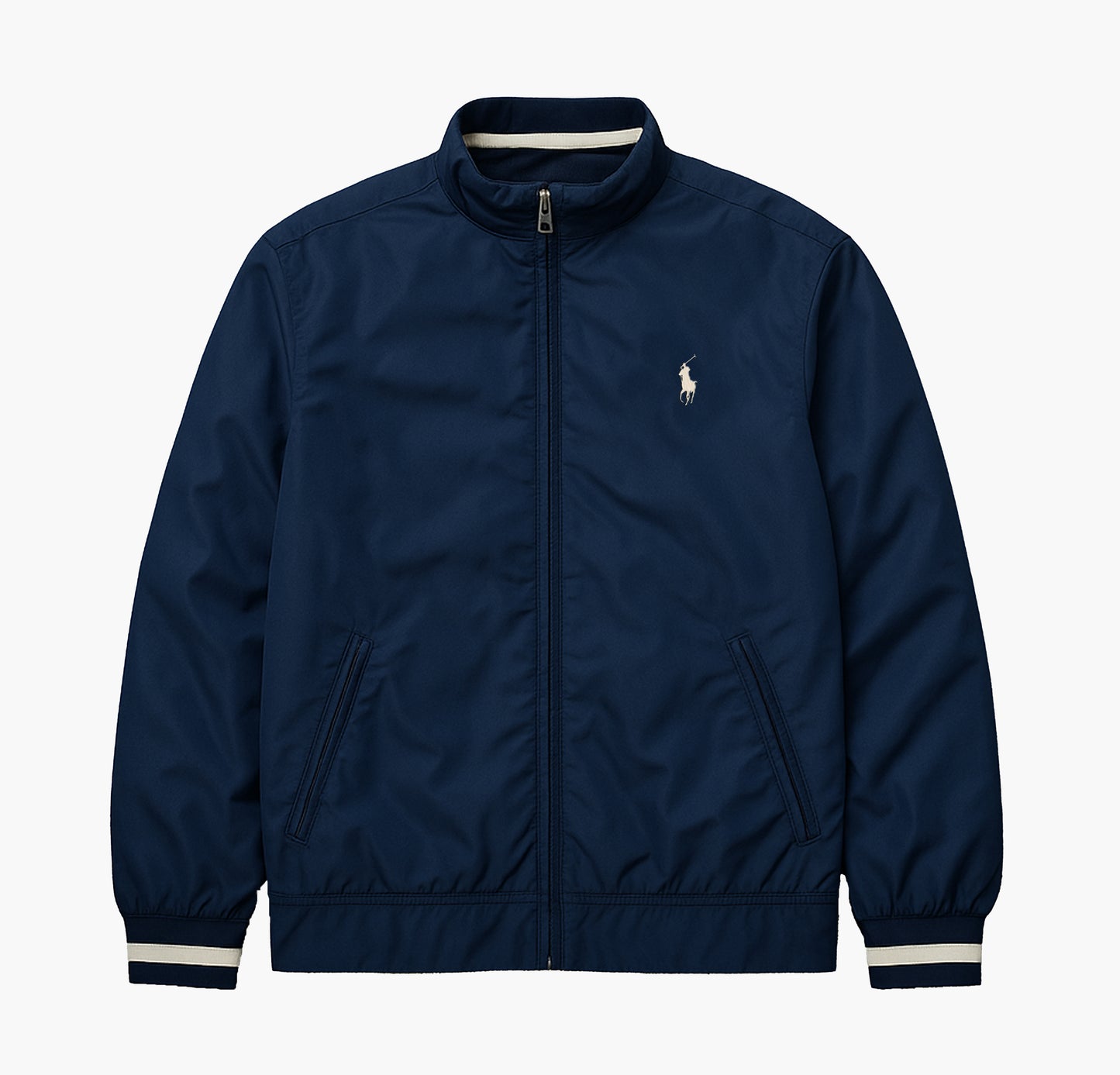 Ralph Lauren Navy Hooded Leather Jacket (M)