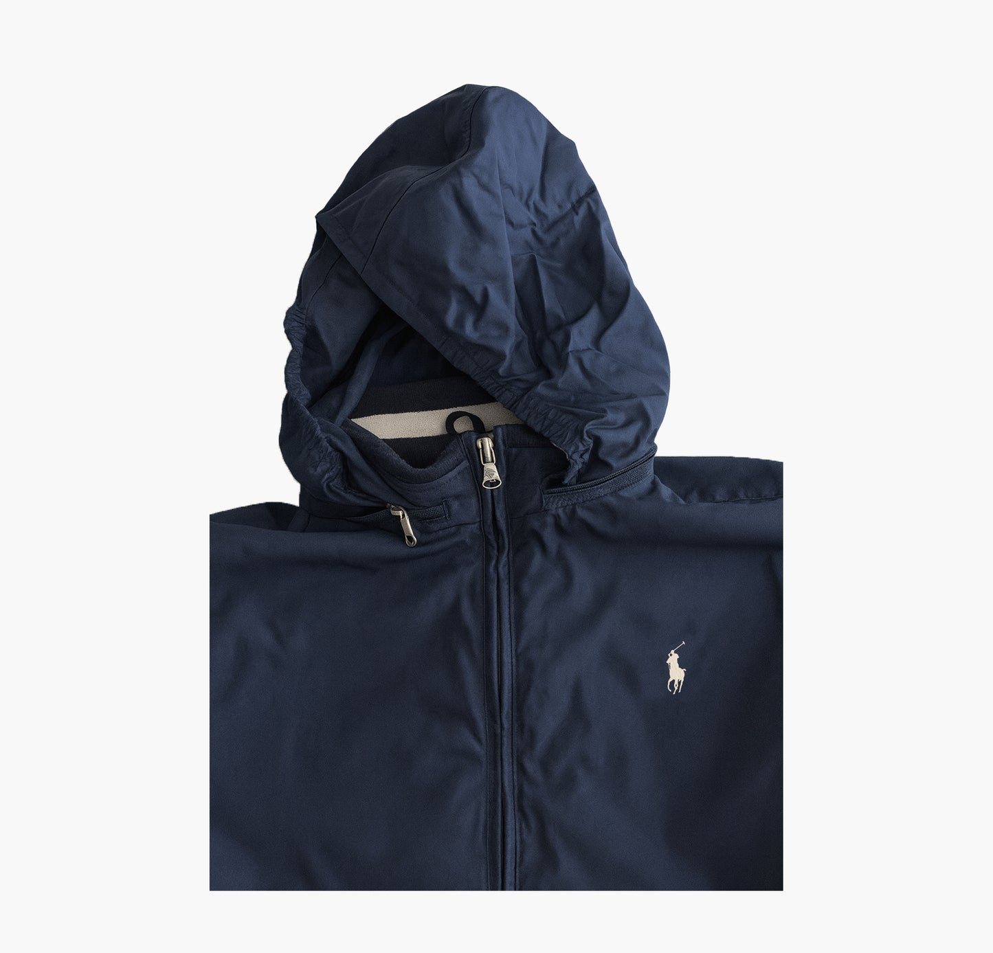 Ralph Lauren Navy Hooded Leather Jacket (M)