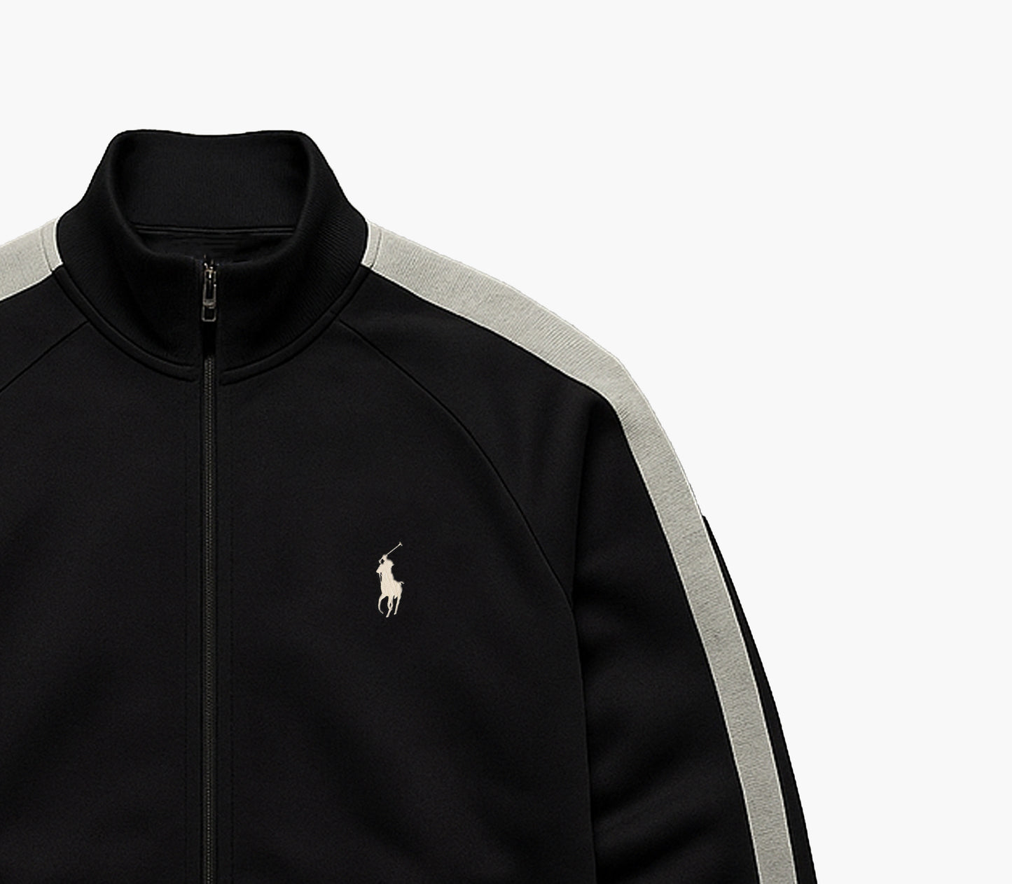 Polo Ralph Lauren Black Track Jacket with White Stripes (L)