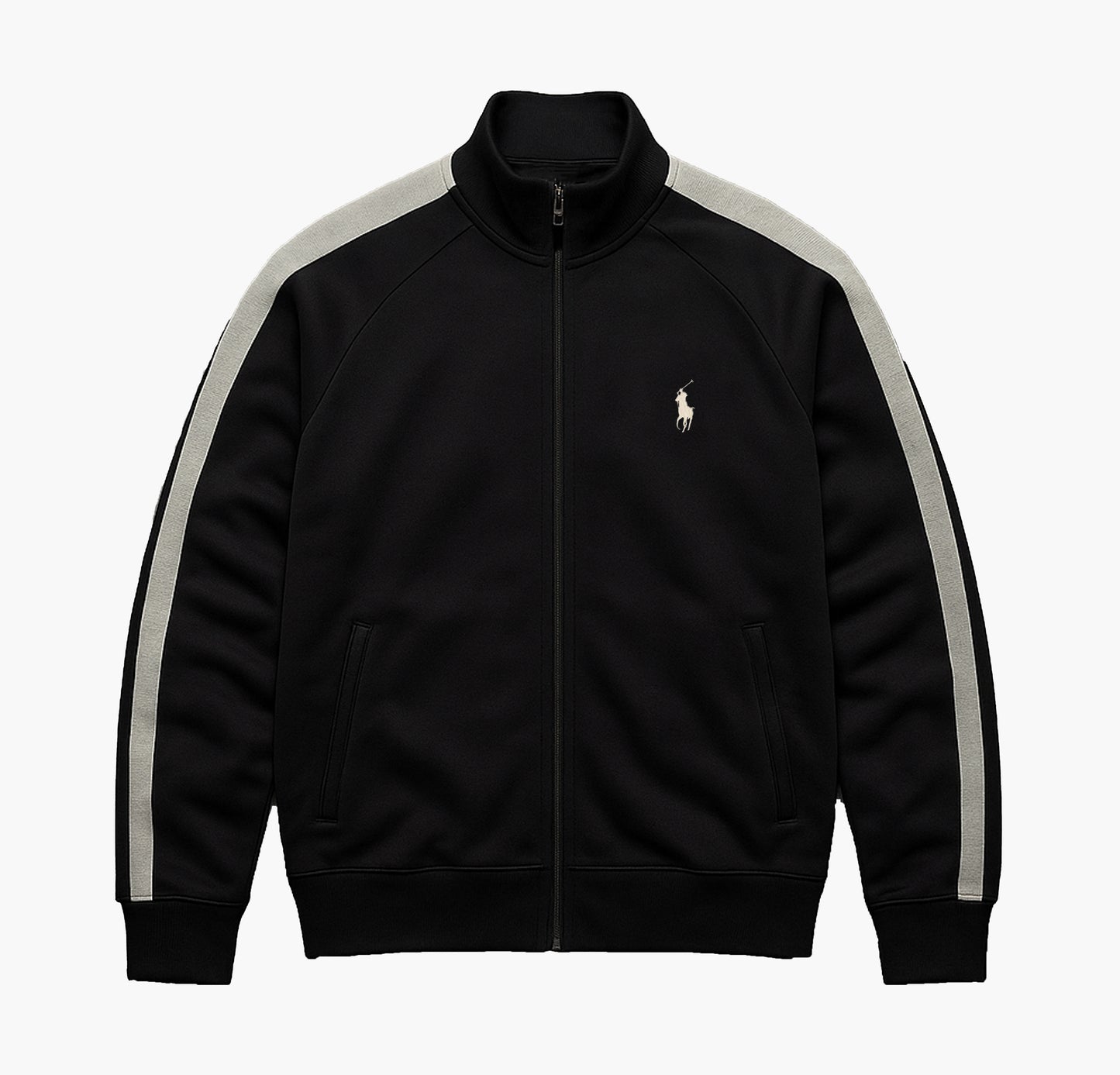 Polo Ralph Lauren Black Track Jacket with White Stripes (L)
