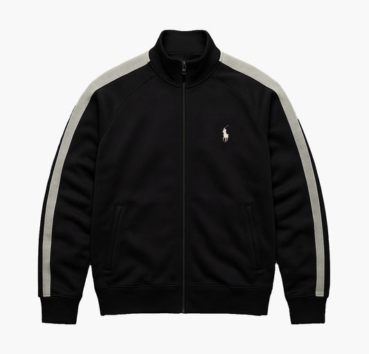 Polo Ralph Lauren Black Track Jacket with White Stripes (L)