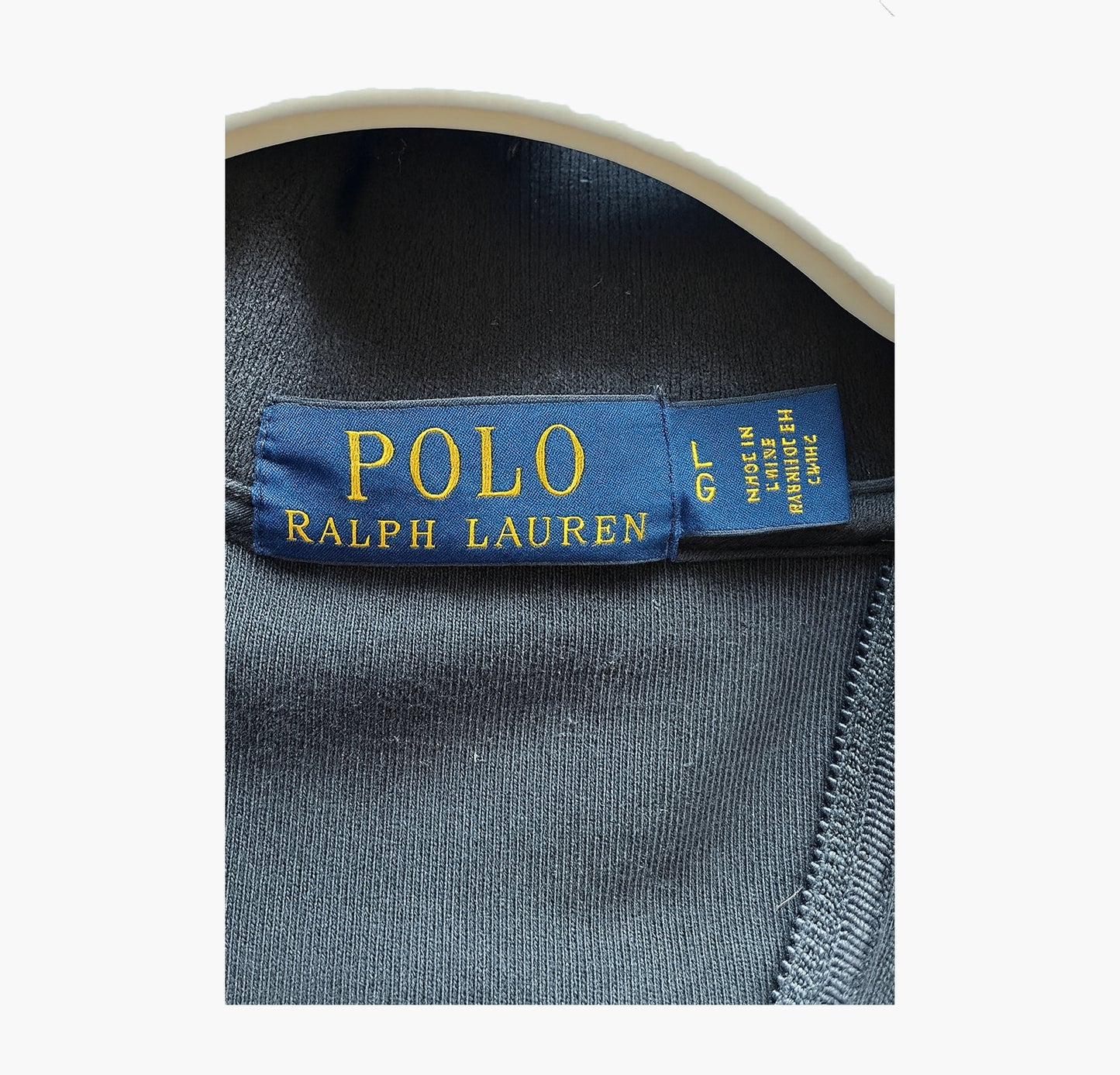 Polo Ralph Lauren Black Track Jacket with White Stripes (L)