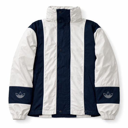 adidas Track Jacket Cream Hooded Vintage stitched logo (XL)