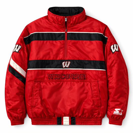 Starter Wisconsin Heavyweight Windbreaker Stitched Logo Red (L)