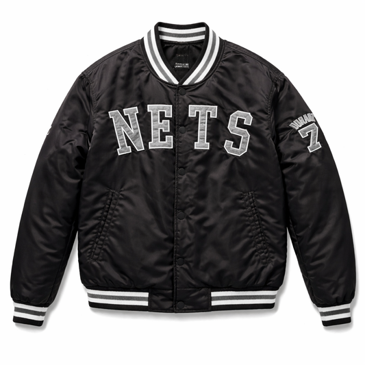 NBA Brooklyn Nets Track Jacket Black Stitched Logo (M)