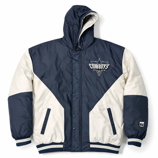NFL Dallas Cowboys Puffer Jacket White Hooded (XL)