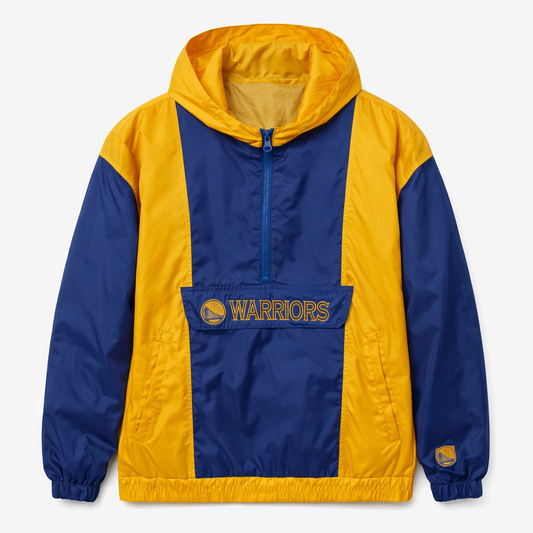 NBA Golden State Warriors Windbreaker Orange Stitched Logo (M)